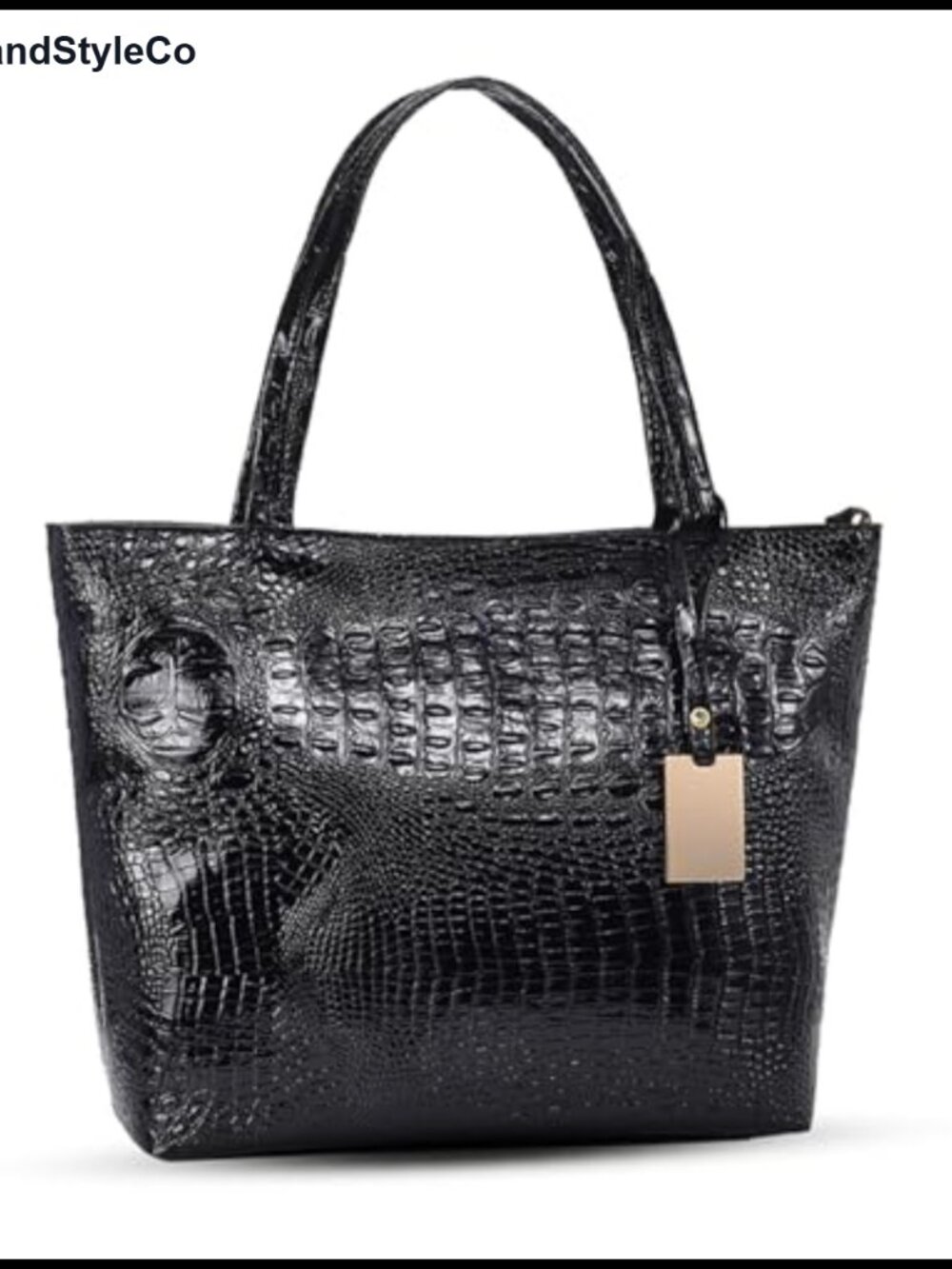 Large Crocodile Print Leather Tote Bag Zipper Shoulder Bag for Work Travel Gym